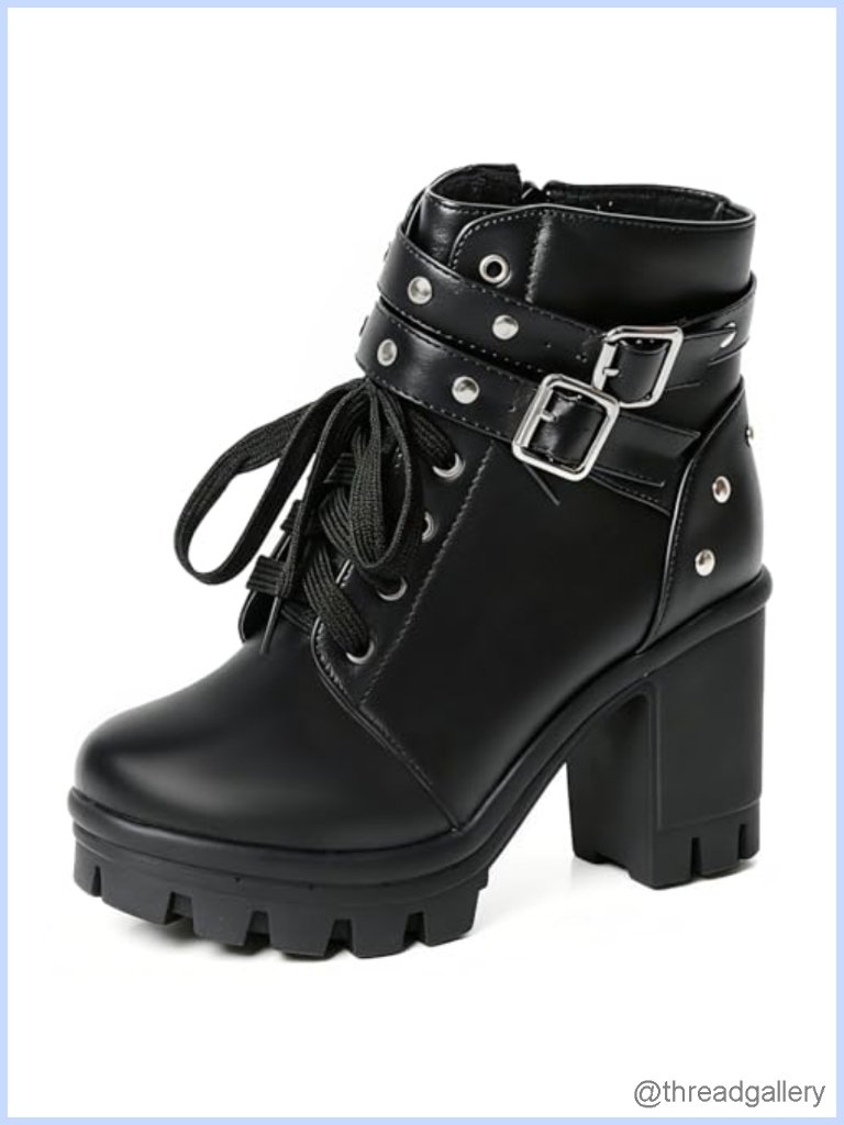 Chunky Platform Combat Booties With Zip